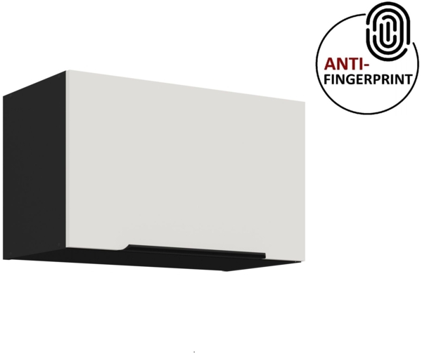 Küchen Hängeschrank 60 cm ARIA Weiss ultra matt + Schwarz matt, hochwertige Fronten mit Anti Fingerprint Beschichtung Küchenzeile Küchenblock
