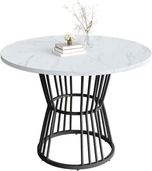 MODFU Esstisch im Marmoroptik mit Metallrahmen (Schreibtisch, Arbeitstisch, 1-St, mit stabilen Stahlrahmen), Geeignet für Küche, Esszimmer, Wohnzimmer Bild 2