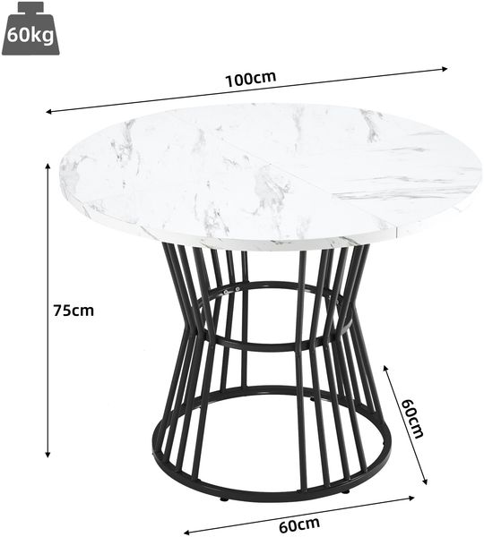 MODFU Esstisch im Marmoroptik mit Metallrahmen (Schreibtisch, Arbeitstisch, 1-St, mit stabilen Stahlrahmen), Geeignet für Küche, Esszimmer, Wohnzimmer Bild 4