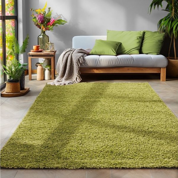 SIMPEX24 Teppich Unicolor - Einfarbig, Läufer, Höhe: 30 mm, Einfarbig Shaggy Teppich Wohnzimmer Langflor Versch. Farben und Größen