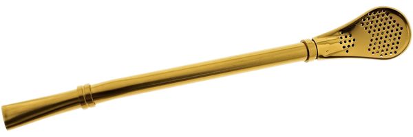 6er Set 2-in-1 Löffel mit Strohhalm - Edelstahl 18/10 in edlem Gold