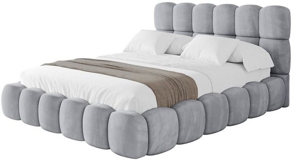 ALTDECOR Polsterbett LEYA (Polsterbett mit Bettkasten und Lattenrost, Boxbett ohne Matratze), Doppelbett mit Stauraum, Bett mit Kopfteil