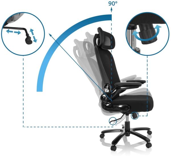 hjh OFFICE XXL Drehstuhl INSTRUCTOR SW I PRO Stoff/Netzstoff Schwarz Bild 8