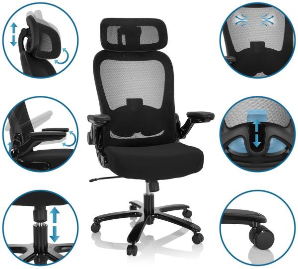 hjh OFFICE XXL Drehstuhl INSTRUCTOR SW I PRO Stoff/Netzstoff Schwarz Bild 9