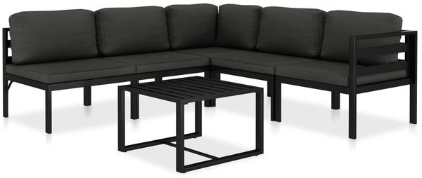 vidaXL 6-tlg. Garten-Lounge-Set mit Kissen Aluminium Anthrazit 49230