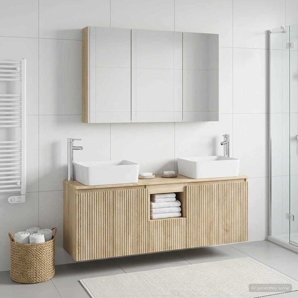 vidaXL Badezimmerschrank-Set 4 pcs Sonoma-Eiche Holzwerkstoff 3406425