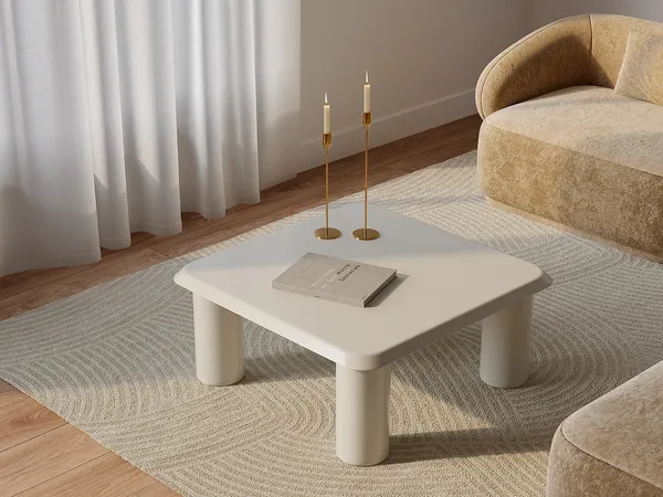 Vente-unique - ZIDILA Couchtisch Metall Beige - B 80 cm x H 34 cm x L 80 cm