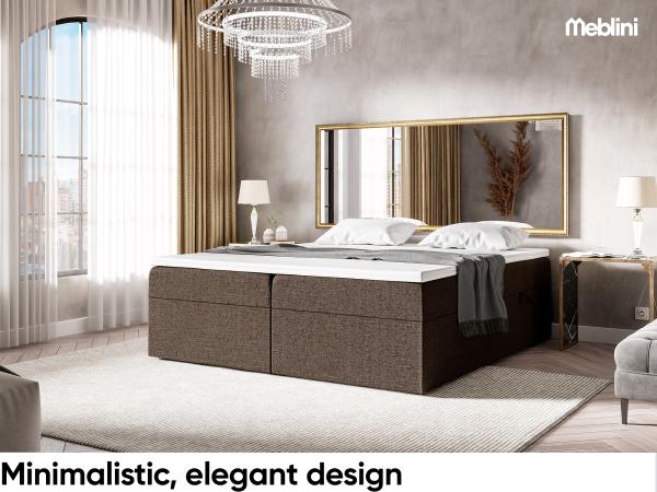 MEBLINI Boxspringbett LIONEL 140x200 cm mit Bettkasten - H4/Braun Webstoff Polsterbett - Doppelbett mit Topper & Taschenfederkern-Matratze Bild 4