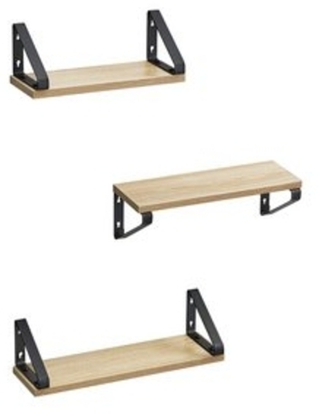 Vasagle Wandregal, 3-tlg, Holzspanplatte / Stahl natur, Länge 30/35/40 cm Bild 6