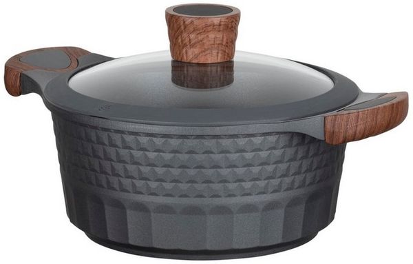 RESTO Kitchenware Kochtopf Capella, Schmortopf antihaftbeschichtet und spülmaschinenfest, Aluminiumguss (2-tlg), mit Glasdeckel und stoßdämpfendem Silikonrand, im Geschenkkarton
