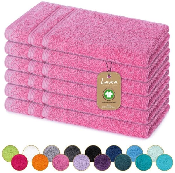 Lavea Gästehandtuch Bali, 30x50cm aus 100% Bio-Baumwolle, einzigartig weiche Gästetücher mit Aufhänger (Set, 6-St), hochwertiges und nachhaltiges Premium Gästetuch – saugstarke Faser