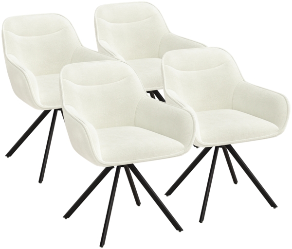 skølm 'Thokk' Esszimmerstühle, 4er Set, beige, gepolsterter Leinenbezug, höhenverstellbar & drehbar, Polsterstühle mit Armlehnen, bis 150 kg belastbar