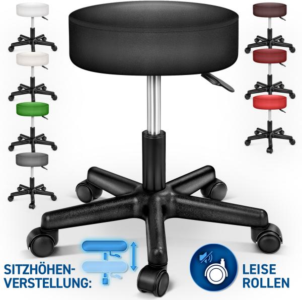 TRESKO Rollhocker höhenverstellbar Grün | Drehhocker 10 cm Dicke Polsterung | Arbeitshocker 360° drehbar | Hocker Bild 2