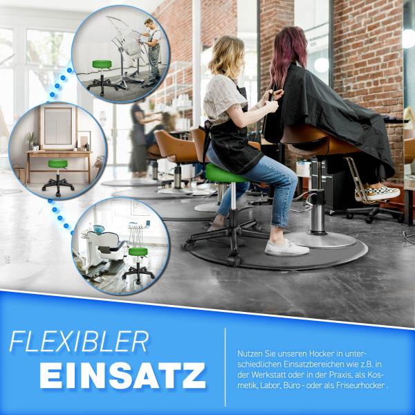 TRESKO Rollhocker höhenverstellbar Grün | Drehhocker 10 cm Dicke Polsterung | Arbeitshocker 360° drehbar | Hocker Bild 9