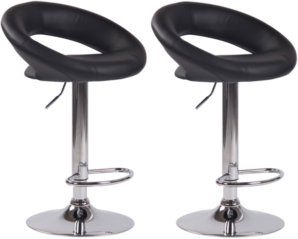 CLP 2er Set Barhocker Olinda Kunstleder höhenverstellbar und drehbar,schwarz chrom