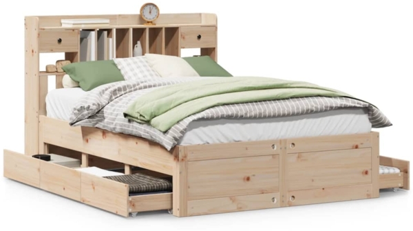 vidaXL Massivholzbett mit Regal ohne Matratze 140x190 cm Kiefernholz 3308972