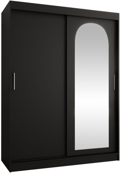 Kleiderschrank Samker 150 cm (Farbe: Schwarz, mit zwei Schubladen)