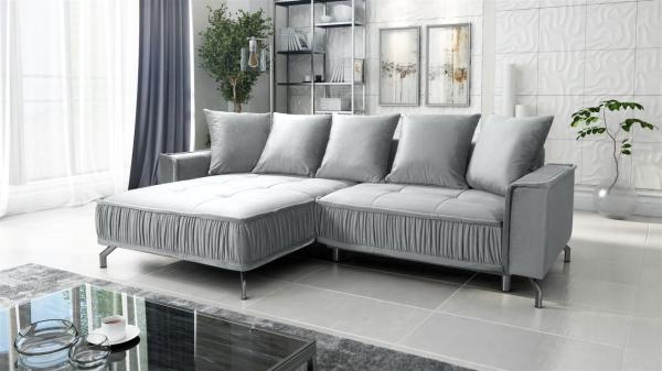 Ecksofa Schlafsofa Sofa FLORENCE Stoff Element Hellgrau Ottomane Links