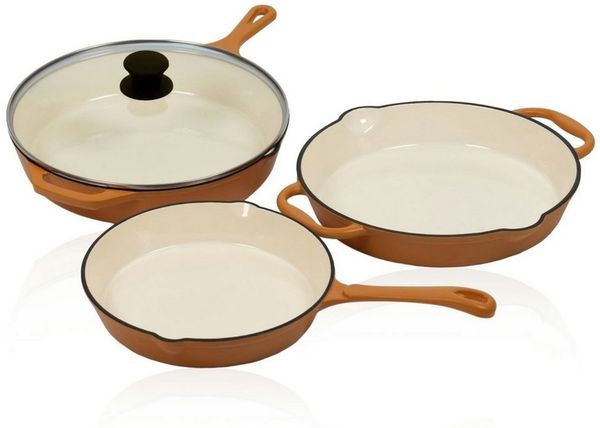 Mahlzeit Pfannen-Set 3-tlg. Pfannenset, Ø 24cm, Ø 29,5cm, Ø 29cm, Sunny Orange, Gusseisen (Set, 3 tlg. Pfannenset)