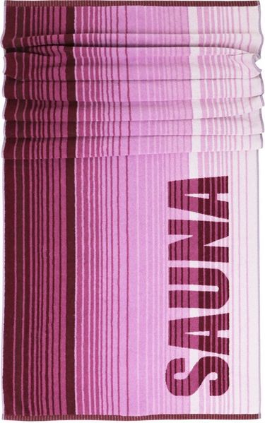 Lashuma Saunatuch Oslo, Frottee (1-St), Damen Saunahandtuch 85x200 cm mit Streifen Rosa - Weinrot