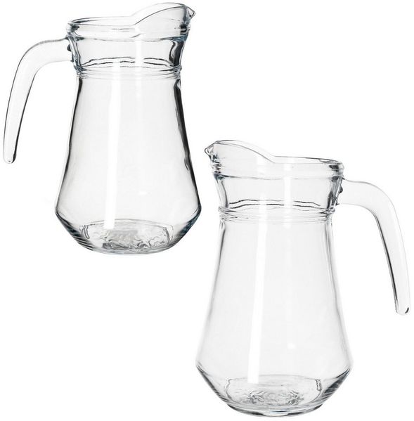MamboCat Karaffe Valentin 2er Set Glaskrug 1,15L Milch-Kanne mit Henkel Wein-Karaffe