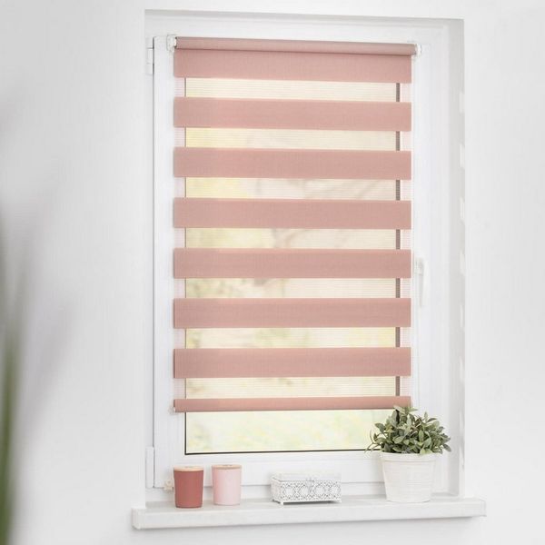 Lichtblick Sonnenschutzsysteme GmbH Doppelrollo Lund 80 cm x 150 cm (BxL) Altrosa Verspannt; Klemm- und schraubbar; Lichtdurchlässig und blickdicht