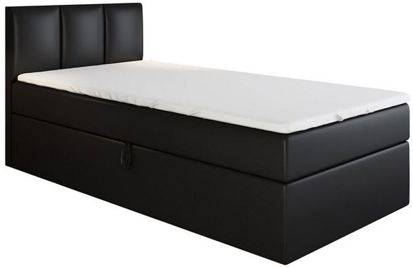 A&J MöbelLand GmbH Boxspringbett Einzelbett NASI mit Bettkasten, Topper und gepolstertem Kopfteil. (Boxspringbett mit Bettkasten und gepolstertem Kopfteil. Gratis Topper – nur jetzt erhältlich!, Kostenlose Lieferung! TOP ANGEBOT), Länge 208 cm Höhe 106 cm