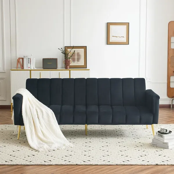 Schlafsofa 2-Sitzer mit Bettfunktion, verstellbare Armlehnen und Rückenlehne