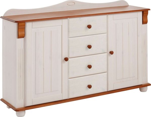 Home affaire Kommode Sideboard, Anrichte, mit 3 Schubladen, 2 Türen, aus massiver Kiefer, Breite 130 cm