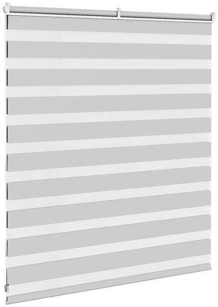 vidaXL Doppelrollo Hellgrau 120x100 cm Stoffbreite 115,9 cm Polyester 4014421 Bild 4