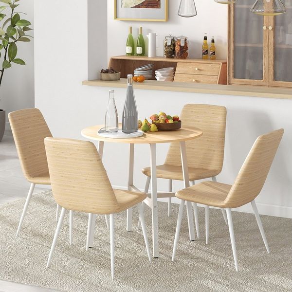 HOMCOM Esstisch für 4 Personen (Küchentisch, 1-St, Wohnzimmertisch), für Esszimmer, Küche, Stahl, Naturholz, 80 x 80 x 76 cm
