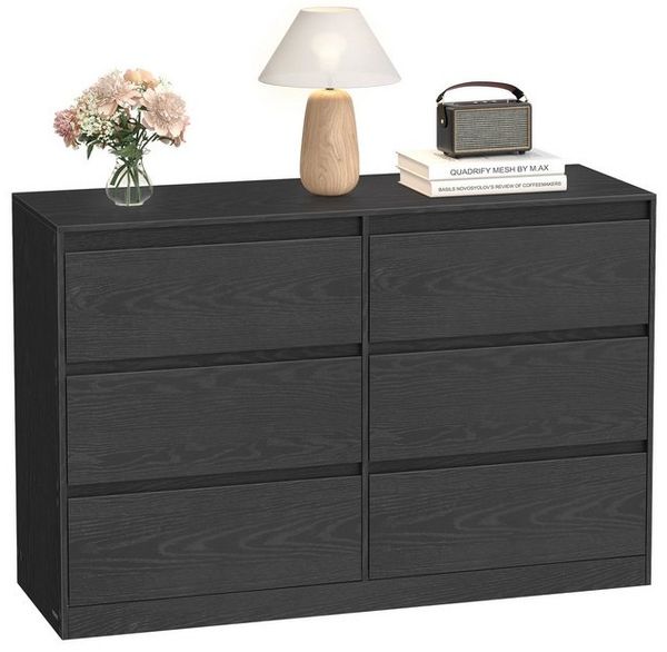 VASAGLE Kailyn Kollektion - Kommode mit 6 Schubladen, Aufbewahrungsschrank, Wäschekommode, für Schlafzimmer, 40 x 119,4 x 75 cm, modern, ebenholzschwarz Bild 4