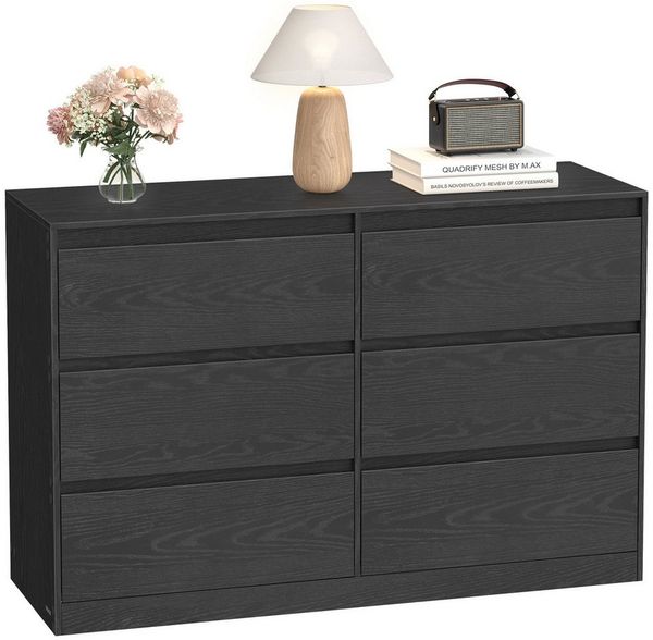 VASAGLE Kailyn Kollektion - Kommode mit 6 Schubladen, Aufbewahrungsschrank, Wäschekommode, für Schlafzimmer, 40 x 119,4 x 75 cm, modern, ebenholzschwarz Bild 5