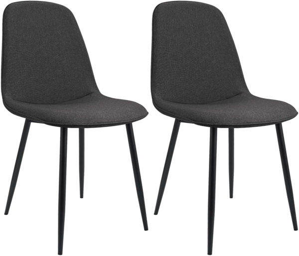 CLP 2er Set Esszimmerstuhl Maryam gepolstert mit Rückenlehne,dunkelgrau Stoff