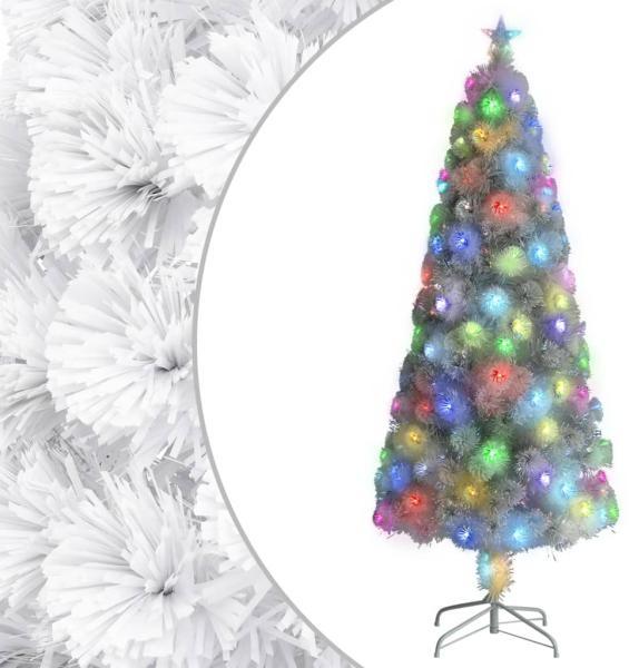 vidaXL Künstlicher Weihnachtsbaum mit Beleuchtung Weiß 210cm Glasfaser 328452