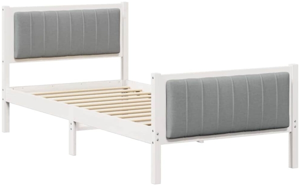 vidaXL Bettgestell Weiß und Hellgrau 90 x 190 cm Massivholz Kiefer 878508