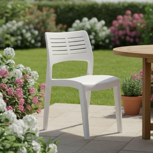 Dmora - Outdoor-Stuhl Gaeta, Gartensitz, Stuhl für Esstisch, Outdoor-Sessel, 100% Made in Italy, 50 x 51 x 82 cm, Weiß