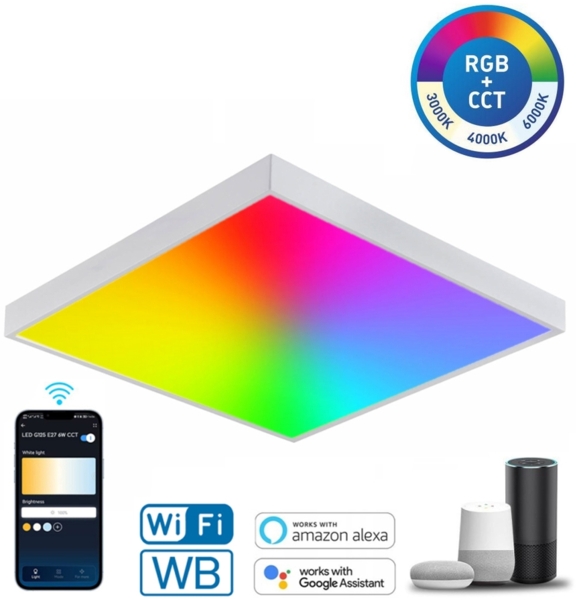 60x60 LED RGB-CCT Bluetooth Smart Aufputz Panel Dimmbar inkl. Rahmen (APP) Steuerung