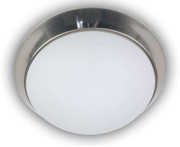 LED-Deckenleuchte rund, Opalglas matt, Dekorring Nickel matt, Ø 40cm