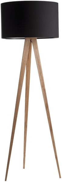 Stehleuchte TRIPOD WOOD BLACK von ZUIVER Schirm schwarz Füße natur