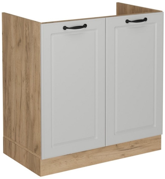 Spülenunterschrank R-Line Weiß Landhaus 80 cm ohne Arbeitsplatte Vicco