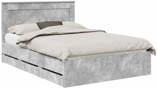 vidaXL Bettrahmen mit Kopfteil Beton Grau 140 x 200 cm Ingenieurs Holz 3410179