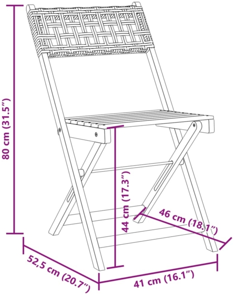 vidaXL Gartenstühle 4 Stk. Klappbar Grau Poly Rattan & Massivholz 3214595 Bild 9