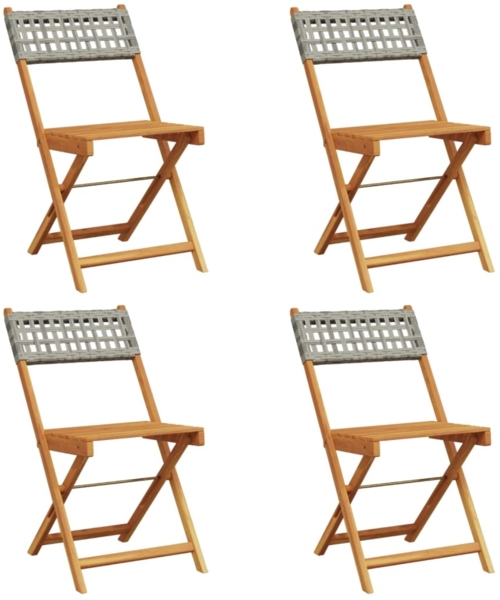 vidaXL Gartenstühle 4 Stk. Klappbar Grau Poly Rattan & Massivholz 3214595 Bild 1