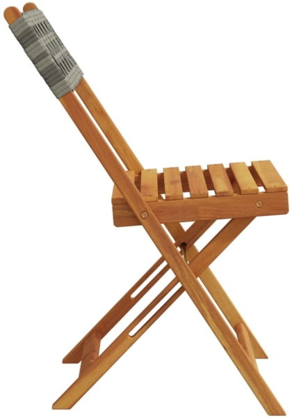vidaXL Gartenstühle 4 Stk. Klappbar Grau Poly Rattan & Massivholz 3214595 Bild 4