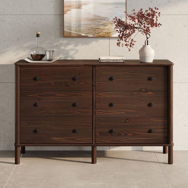 IDIMEX Kommode APOANA, Sideboard mit 6 Schubladen aus Massivholz skandi Nussbaum farben