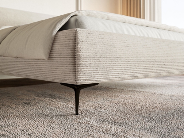Selsey 'Roule Cord' Polsterbett 180x200 mit Cordstoff und schwarzen Füßen, Hellbeige Bild 8