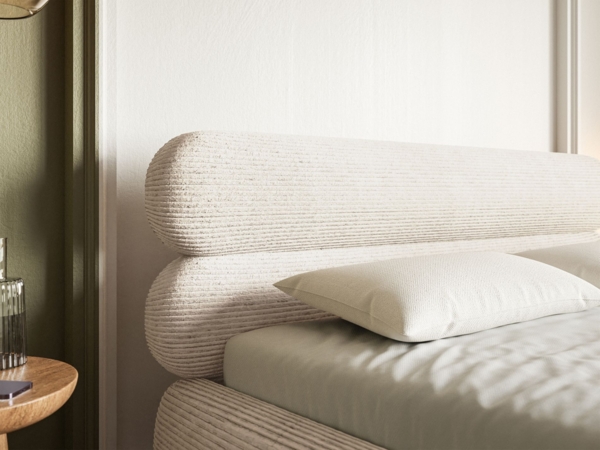 Selsey 'Roule Cord' Polsterbett 180x200 mit Cordstoff und schwarzen Füßen, Hellbeige Bild 7