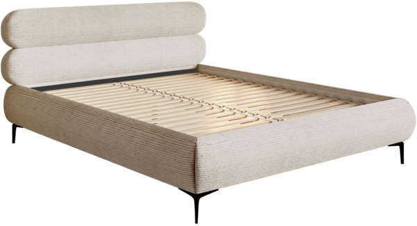 Selsey 'Roule Cord' Polsterbett 180x200 mit Cordstoff und schwarzen Füßen, Hellbeige Bild 4