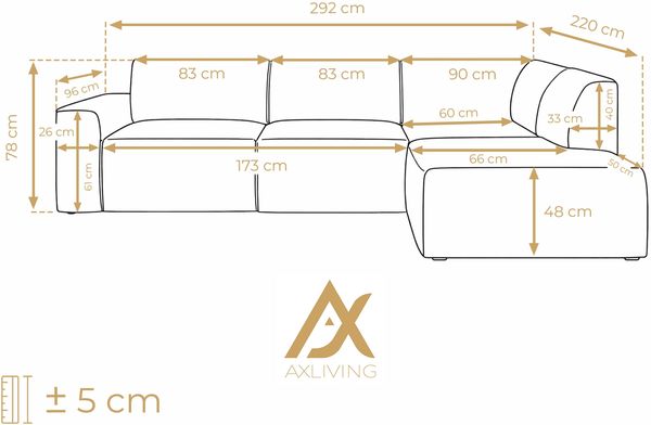 AX LIVING Couch Sofa L Form Didim L Perlweiß 292 stilvoll & bequem R Bild 4